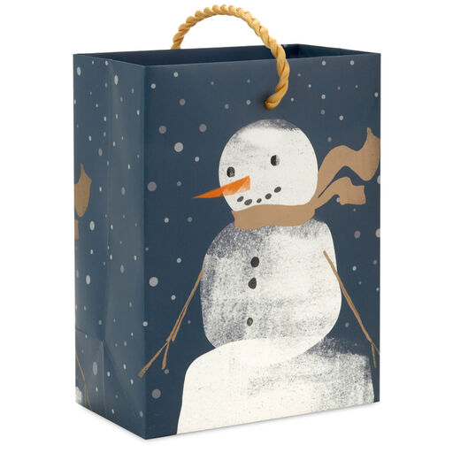 4.6" Snowman on Navy Holiday Gift Card Holder Mini Bag, 