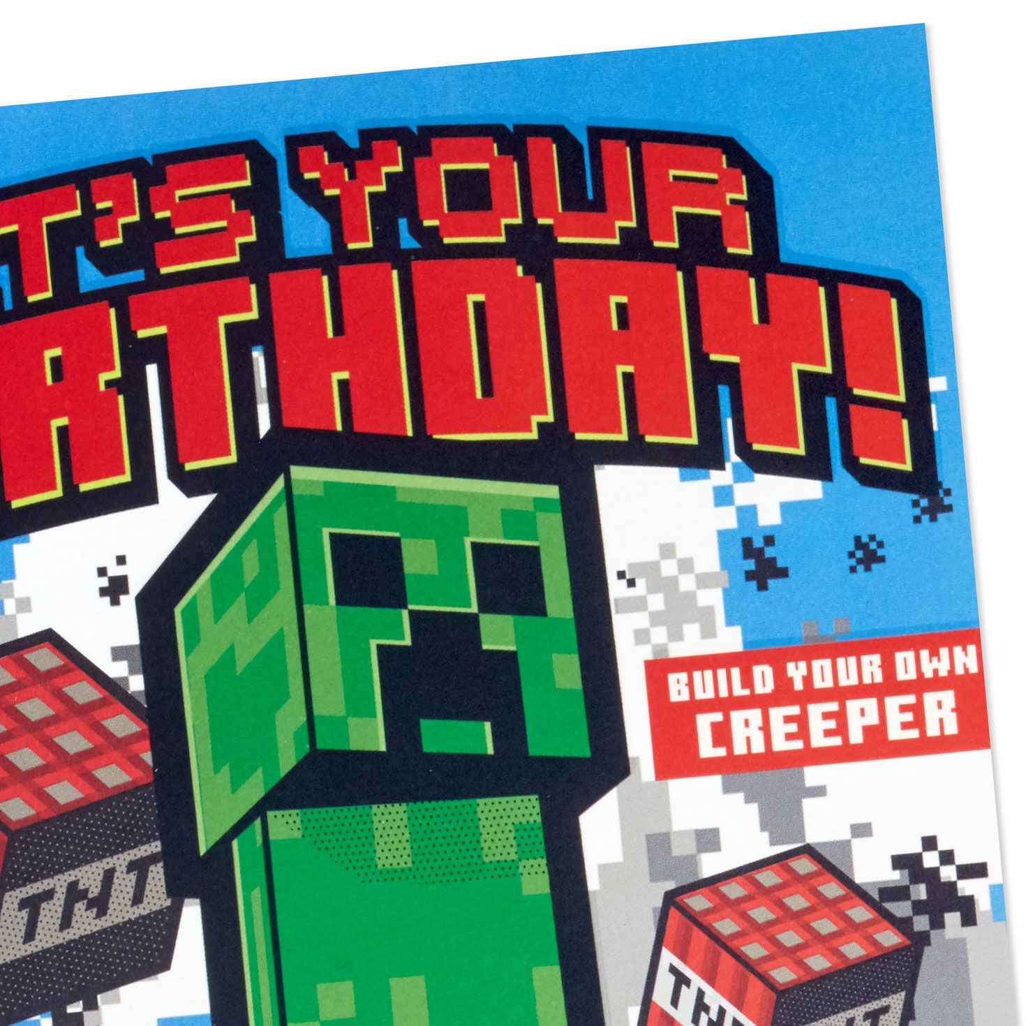 Minecraft Birthday Card for Kids With 3D Creeper card front detail image number 5