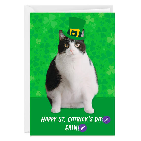 Personalized Leprechaun Cat St. Patrick’s Day Card, , large image number 6