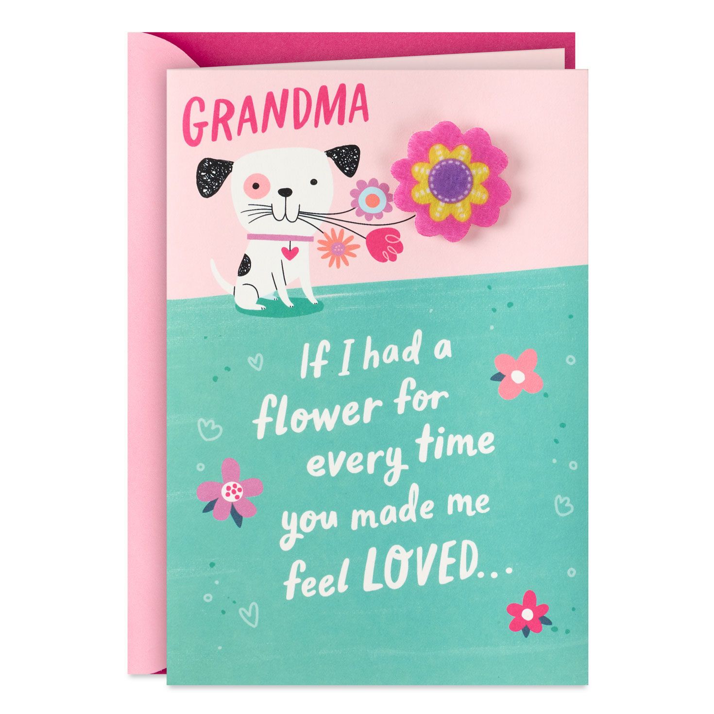 Garden of Love Mother's Day Card for Grandma with Detachable Felt Pin