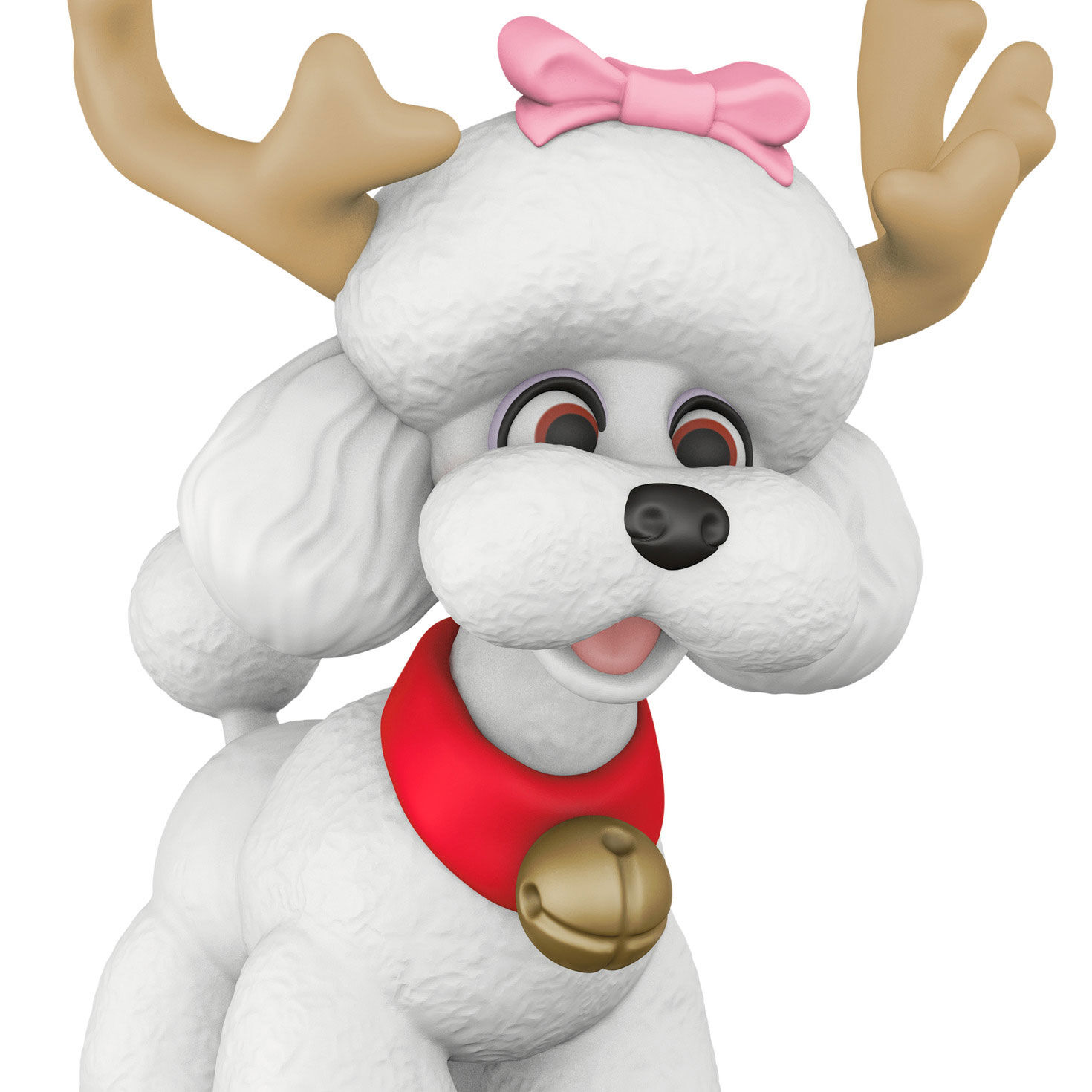 White Poodle Wearing Antlers Keepsake Ornament closeup view image number 5
