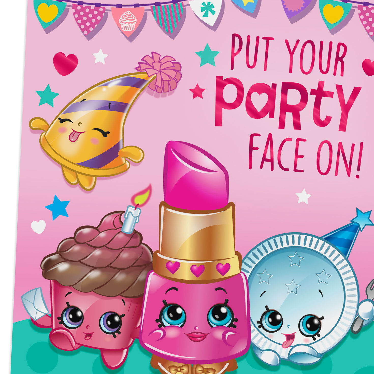 shopkins put your party face on kids birthday card kids birthday card