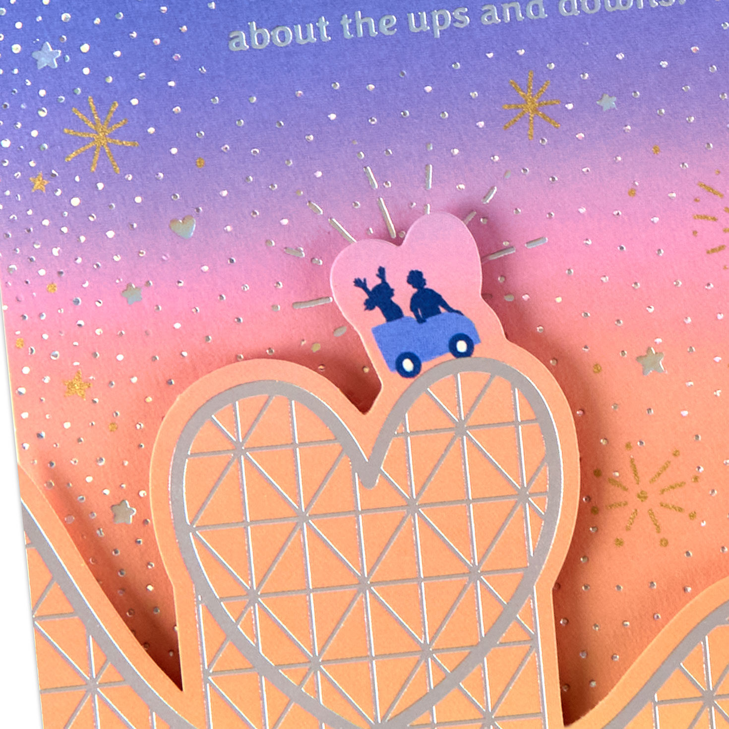 Heart-Shaped Roller Coaster Anniversary Card Card Front Detail image number 4