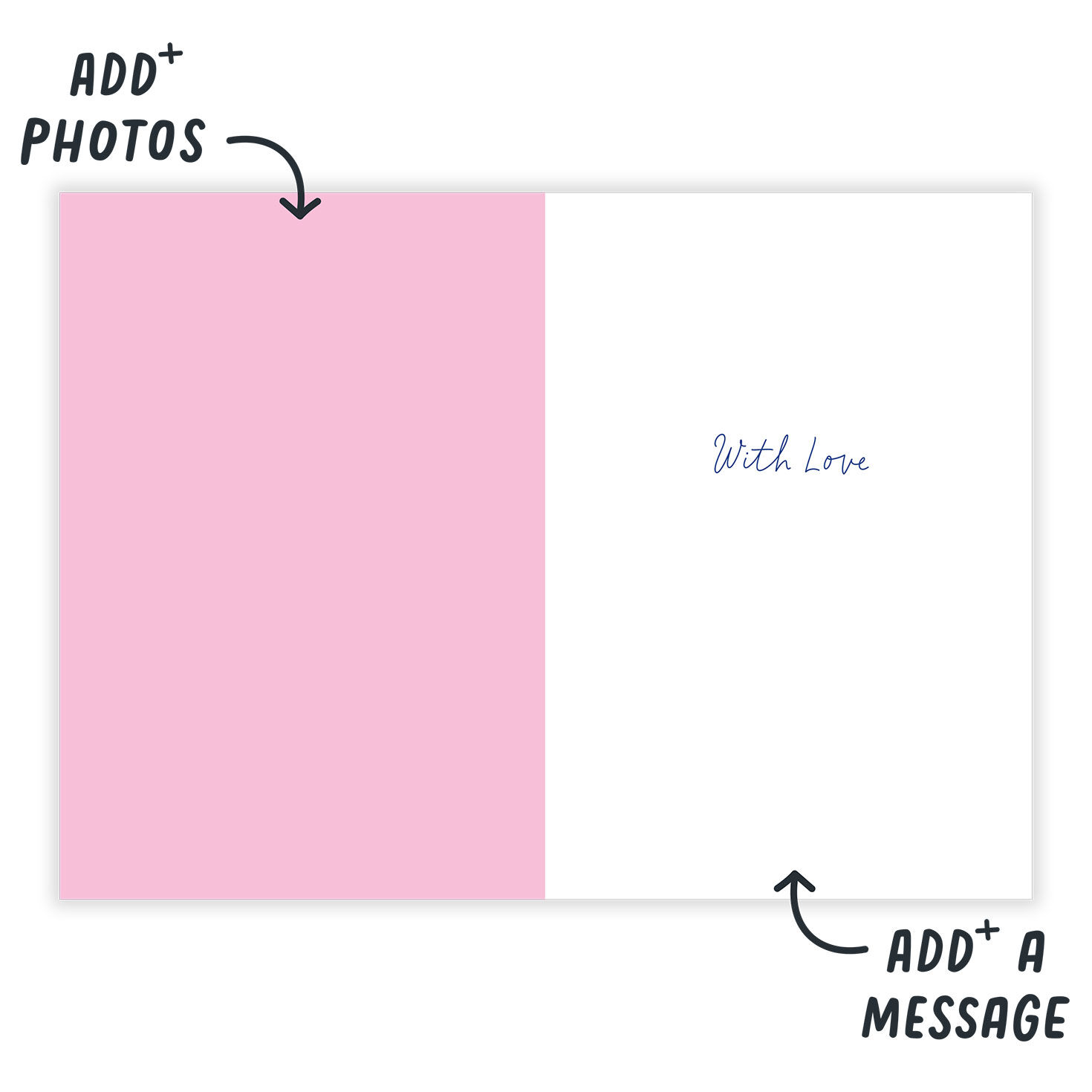 Pink Flowers in Vase Personalized Support Card Open Card indicating personalization image number 3