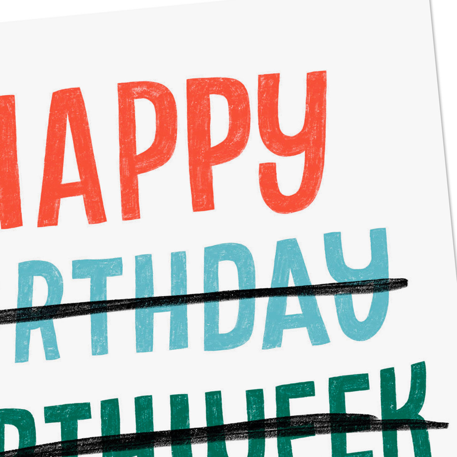 Colorful Strikethrough Typography Funny Birthday Card Card Front Detail image number 4