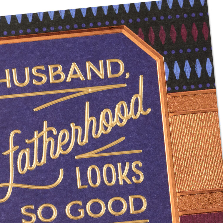 Navy and Copper Masculine Father's Day Card for Husband Card Front Detail image number 4
