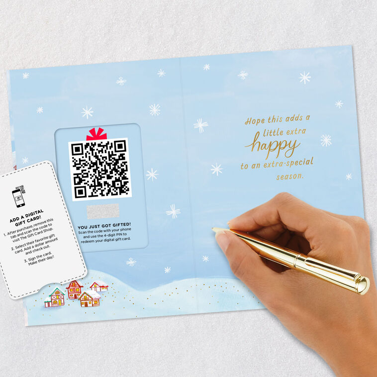 Ice-Skating Scene Gift Card Greeting Holiday Card signing card image number 9