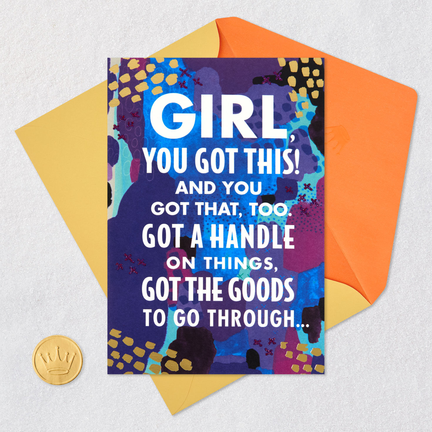 Vibrant Abstract Pattern Encouragement Card for Her Card Front with Envelope and Gold Seal image number 5