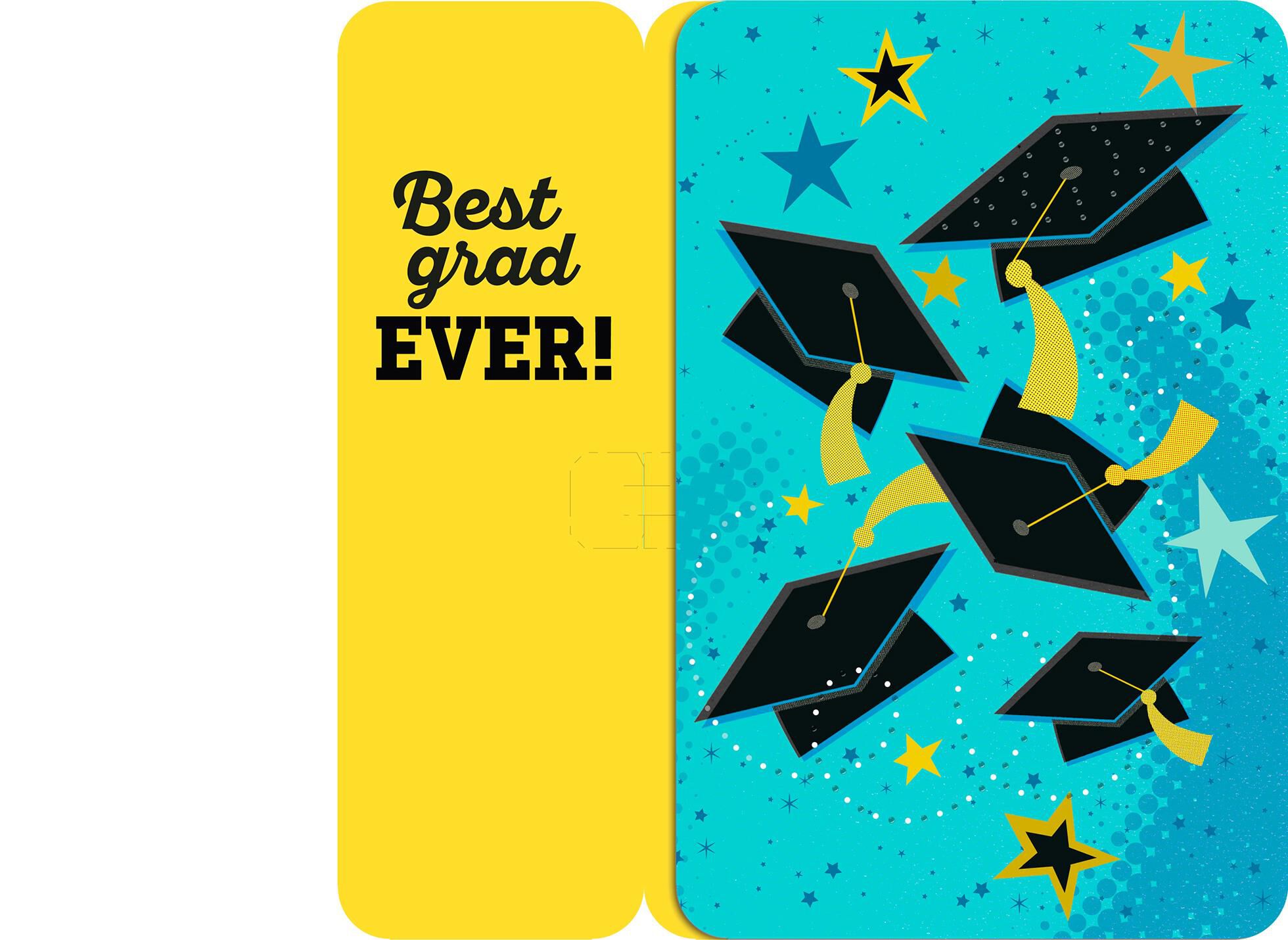 Flying Caps and Diploma Musical Graduation Card With Light