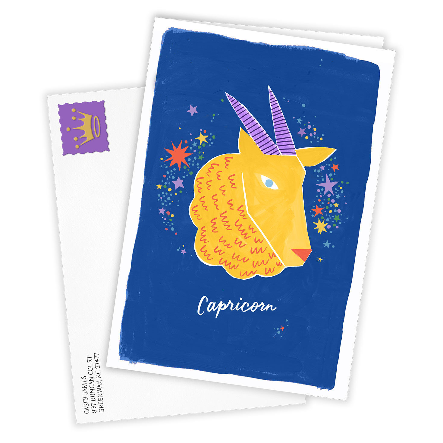 Bold and Bright Capricorn Zodiac Custom Card, , large image number 2