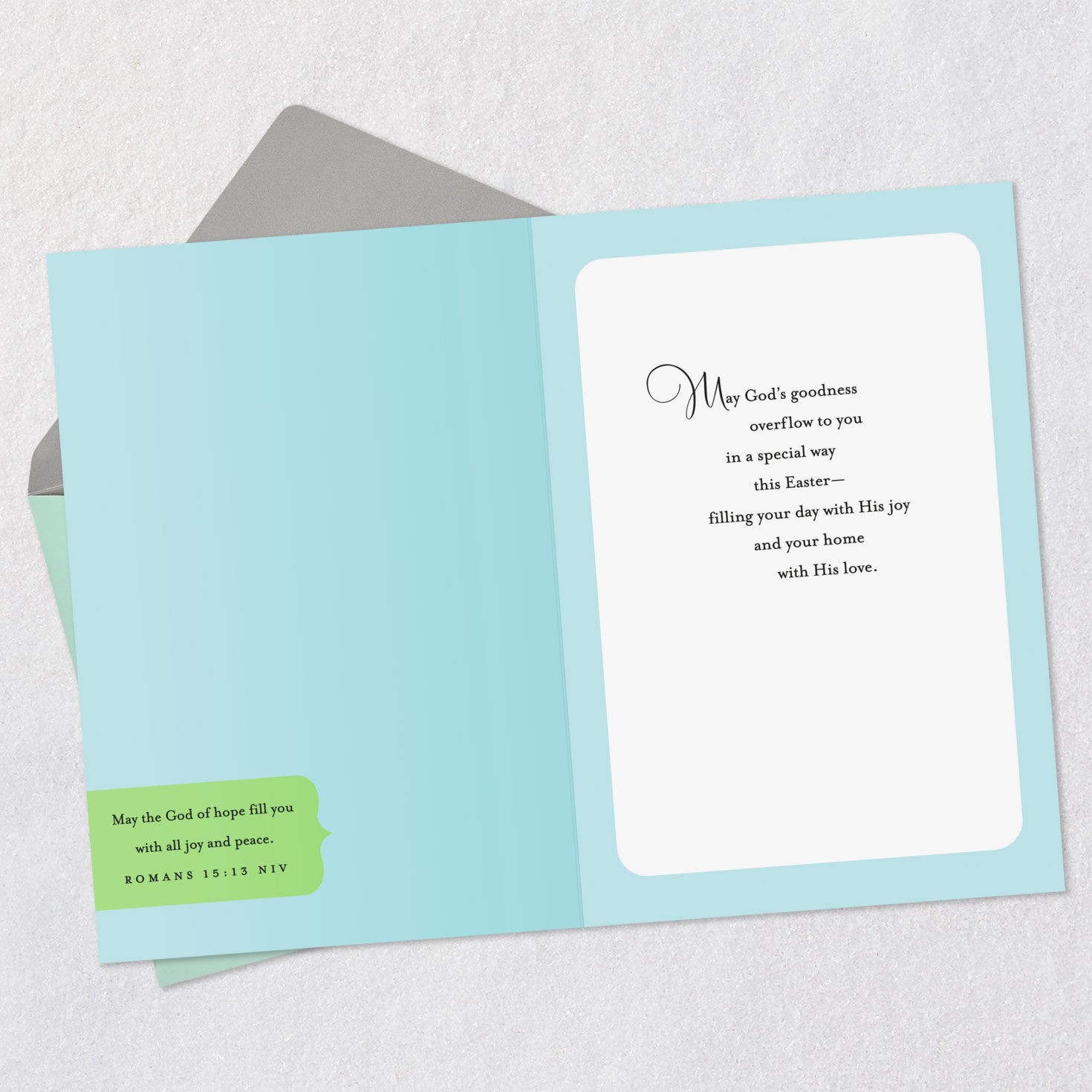 Robins Eggs in Nest Mailbox Religious Easter Card Open card with envelope image number 4