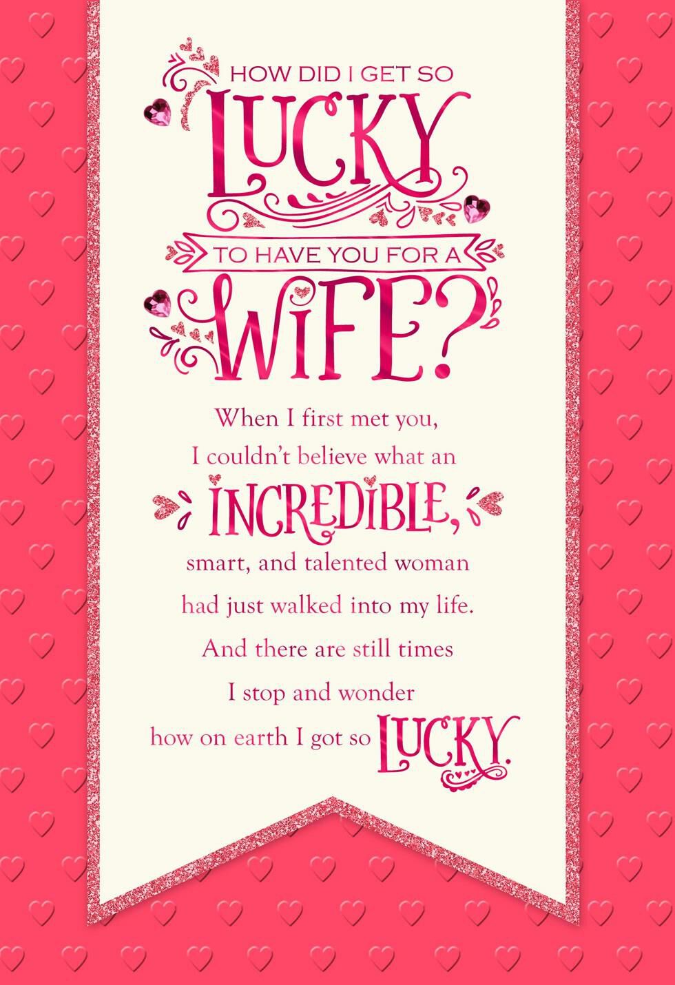 Lucky to Have You Banner Valentine's Day Card for Wife