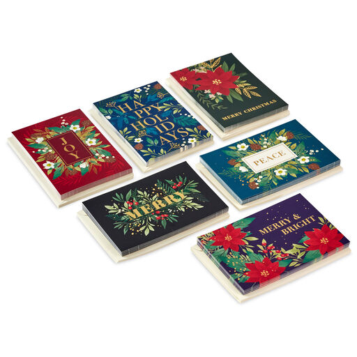 Bold Florals Boxed Christmas Cards Assortment, Pack of 72, 