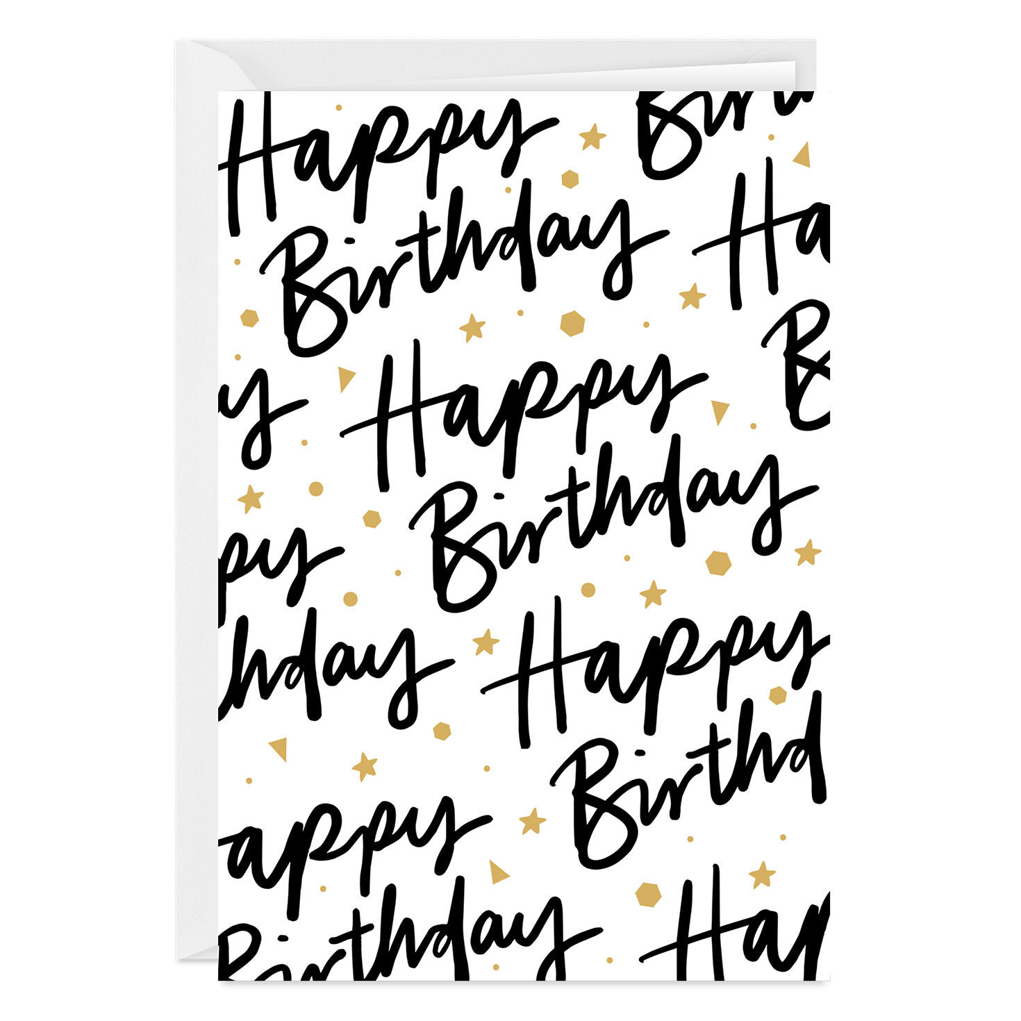 Hand Lettering and Stars Custom Birthday Card