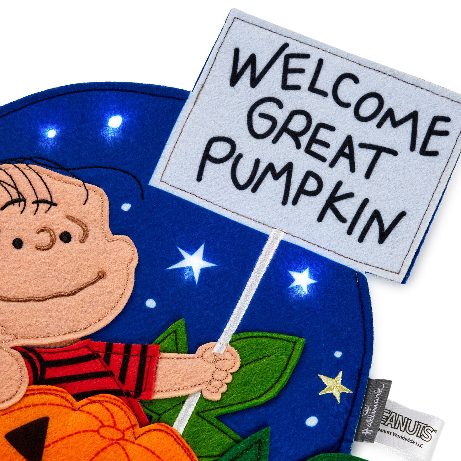 Peanuts Great Pumpkin Wall Hanging With Light upclose detail image number 4