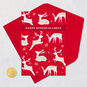Nordic Reindeer and Snowflakes on Red Christmas Card Card Front with Envelope and Gold Seal image number 5