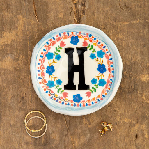 Natural Life Initial Trinket Dish, H, 