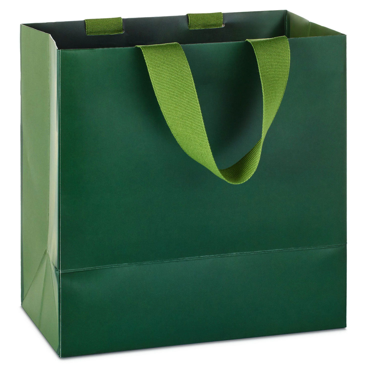 Red Poinsettias on Green Square Holiday Gift Bag back image number 6