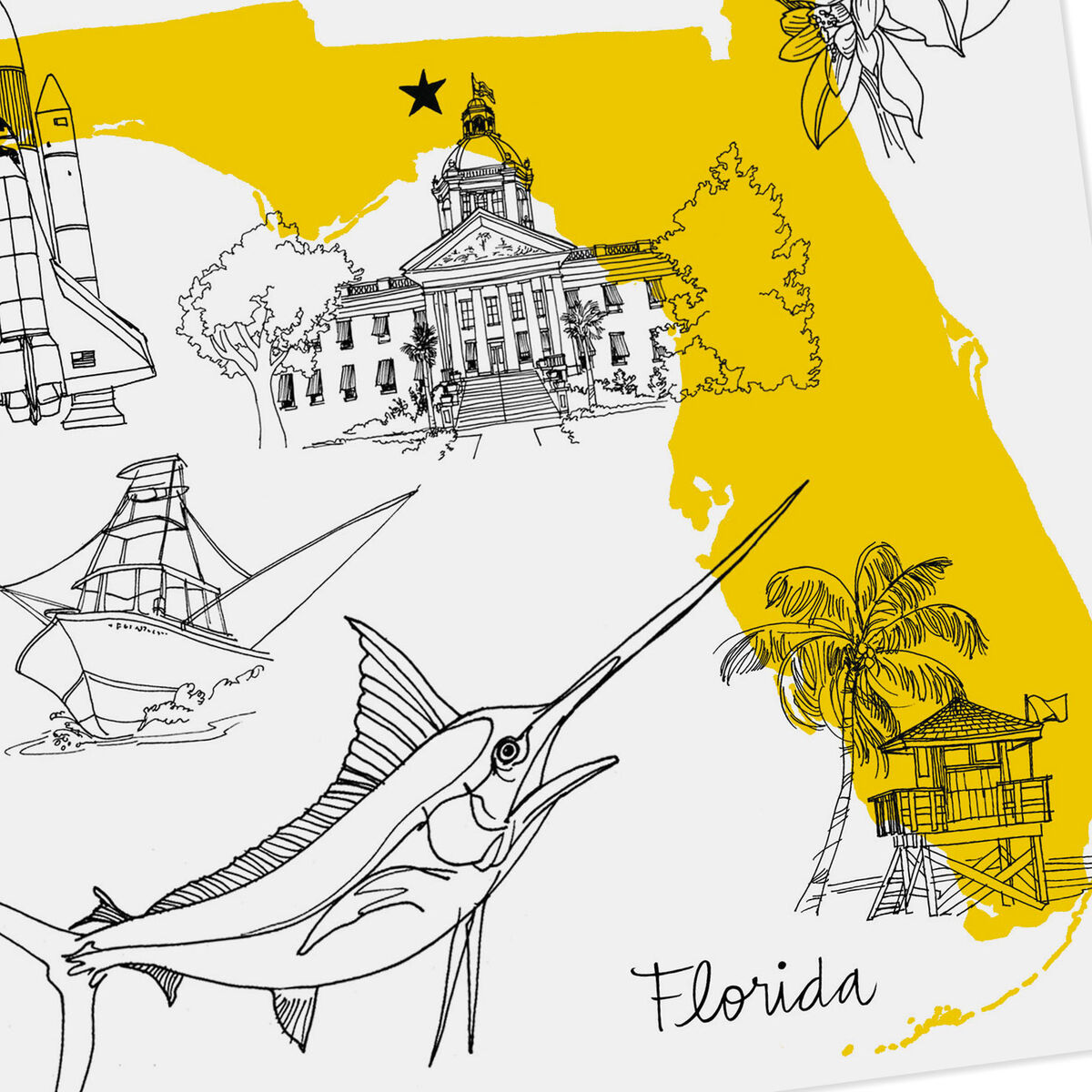 Florida Sketched Icons Blank Card - Greeting Cards - Hallmark