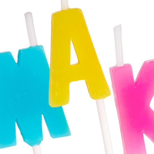 "Make a Wish" Assorted Color Birthday Candles, Set of 9, Assorted Colors