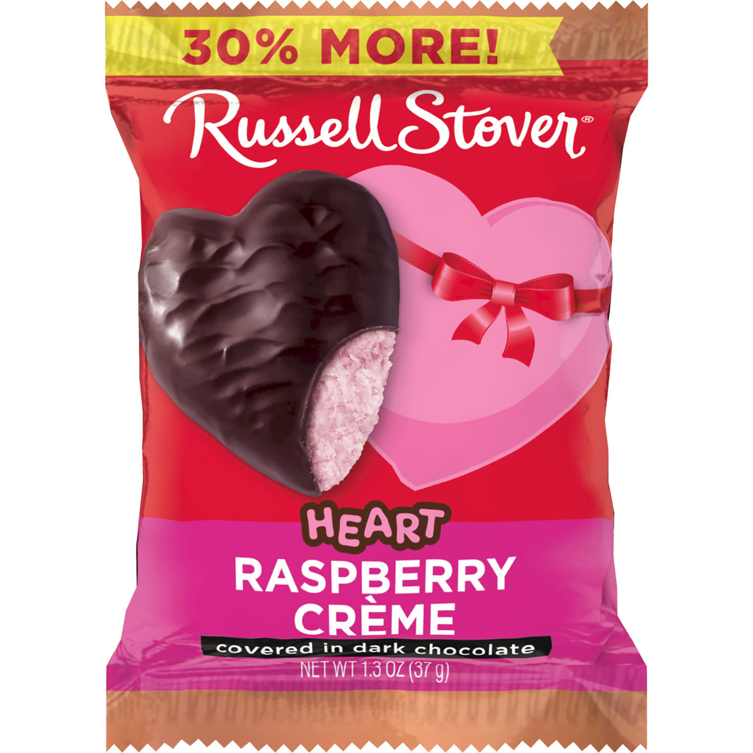 Russell Stover Dark Chocolate Raspberry Crème Heart, 1.3 oz.