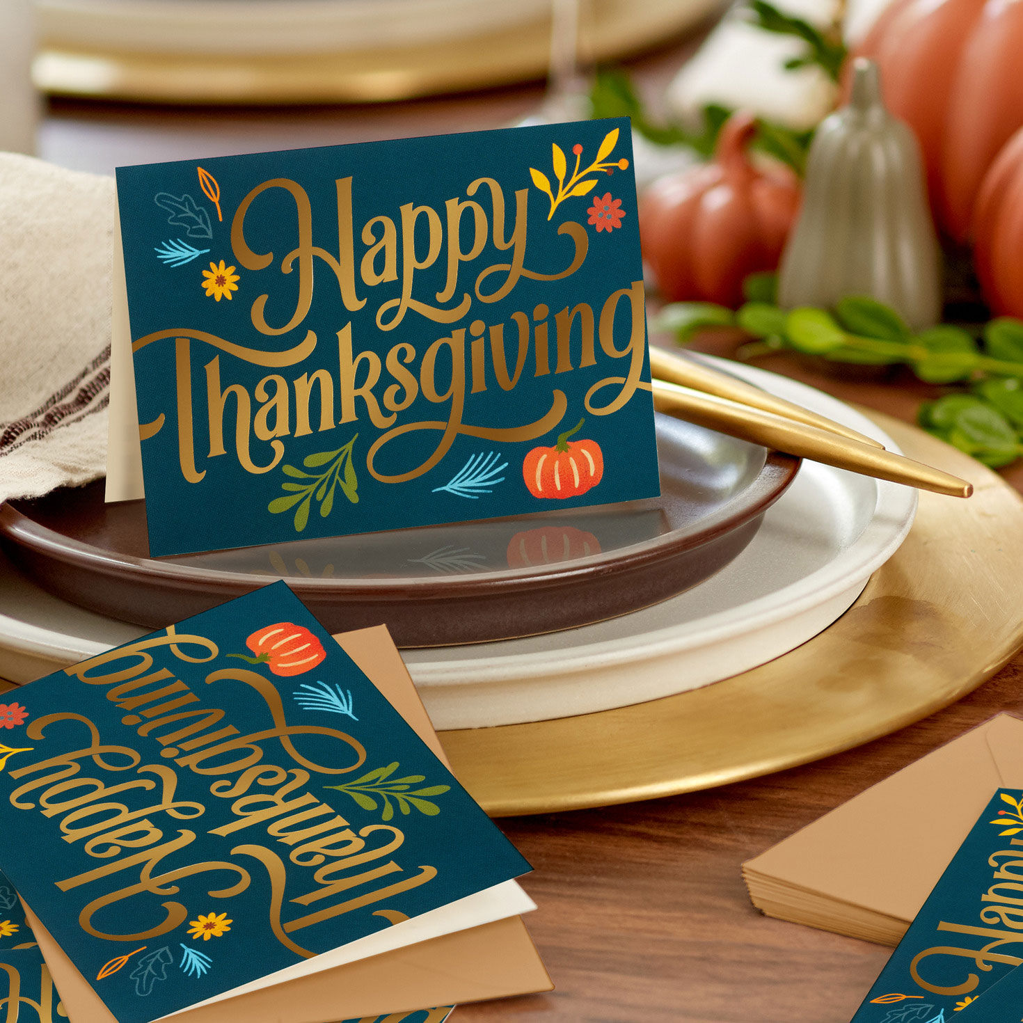 Fall Leaves Gold and Green Thanksgiving Notes Pack in use image number 5