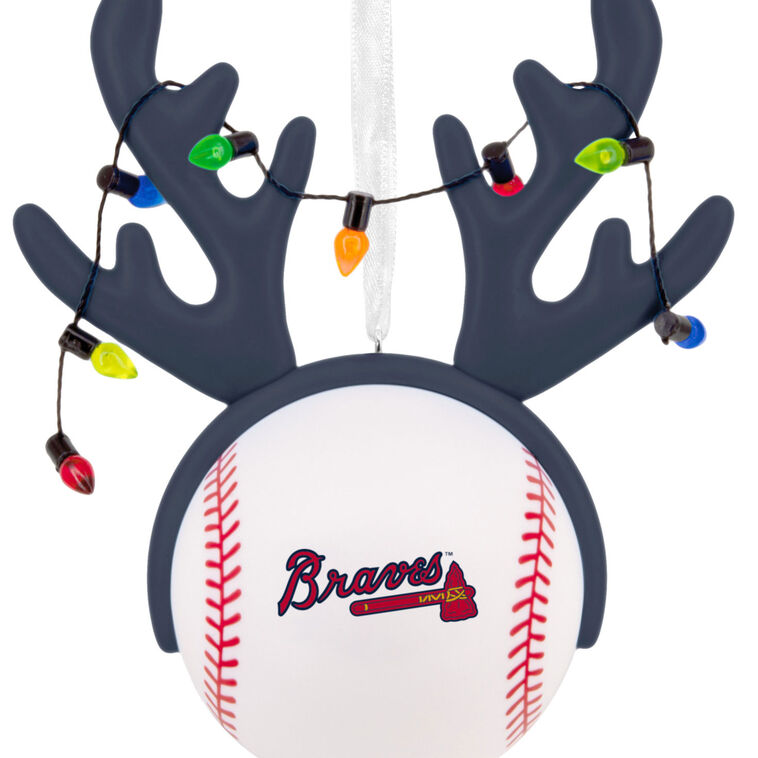 Braves Reindeer Baseball Christmas Ornament closeup view image number 5