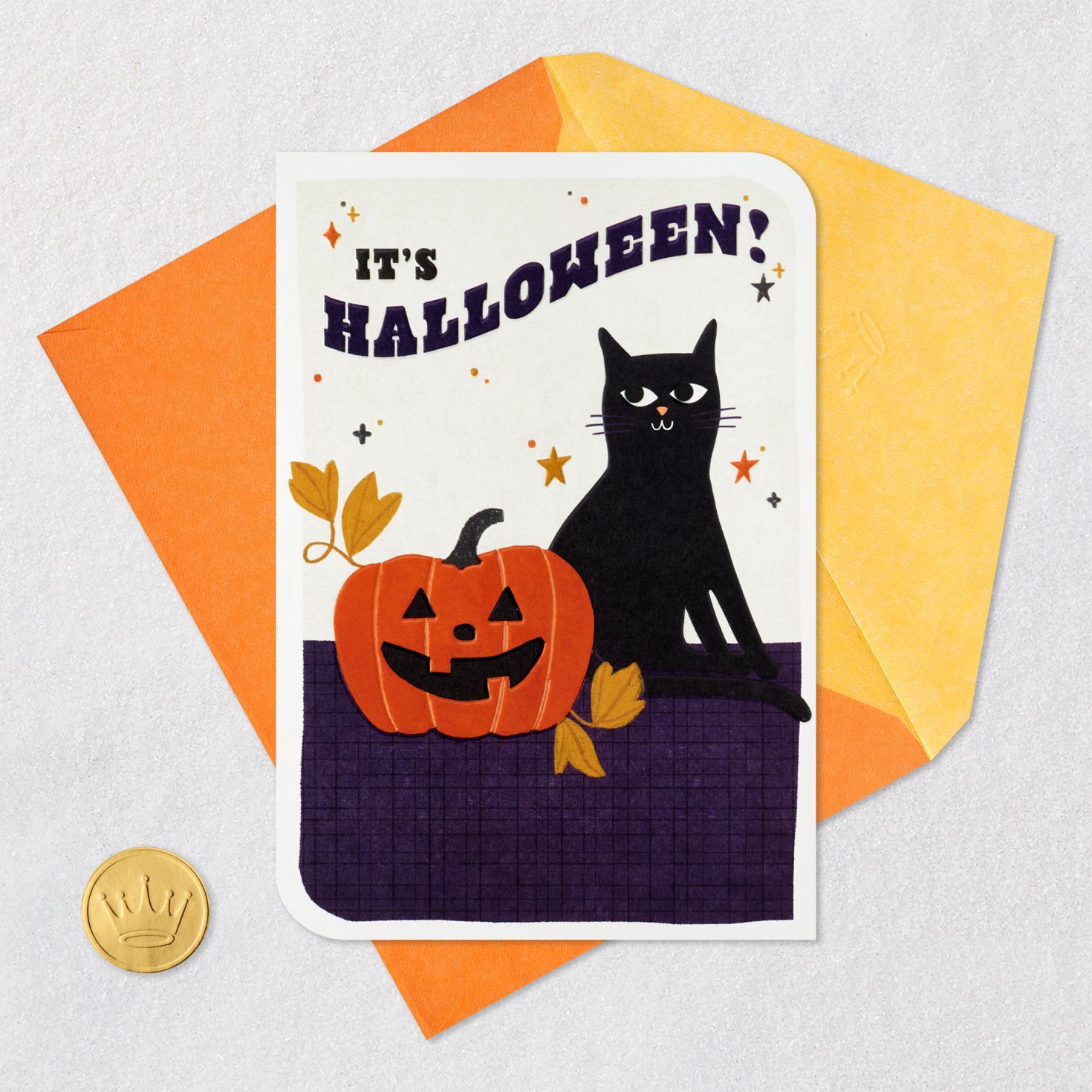 Black Cat and Jack-o'-Lantern Halloween Card for only USD 2.99 | Hallmark