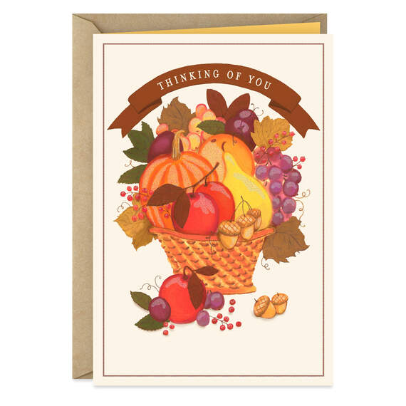 Fall Basket Thinking of You Thanksgiving Card, , large image number 1