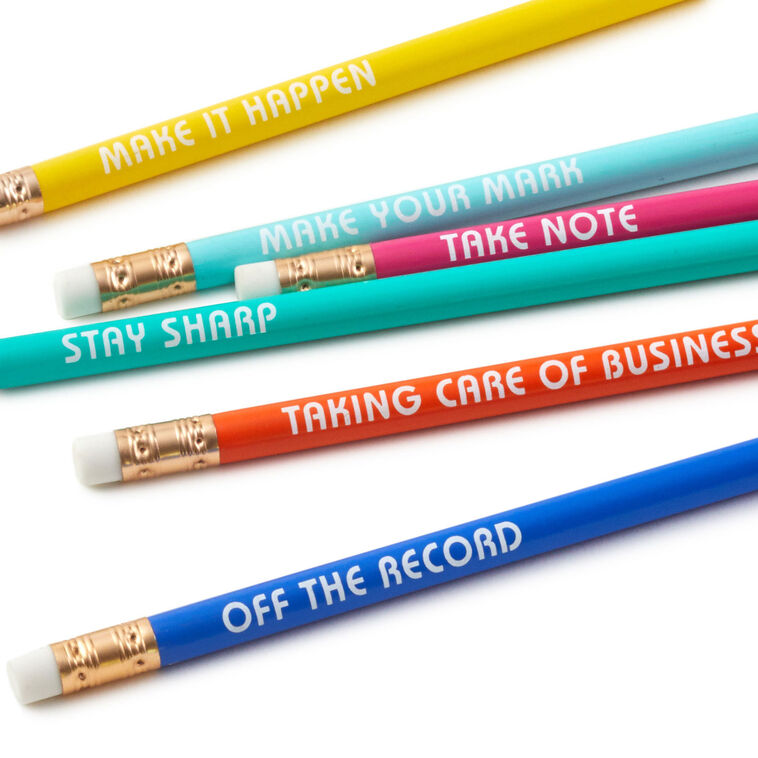 6 Wood Pencils With Messages  image number 3