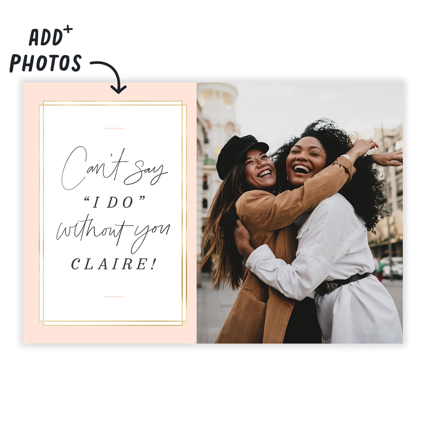 Personalized Pink & Gold Frame Photo Card  image number 2