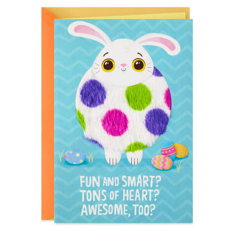 Fuzzy Bunny Tons of Heart Easter Card for Kids, , large