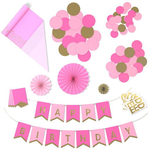 Color Pop Party Decor Kit, Pink and Gold, 