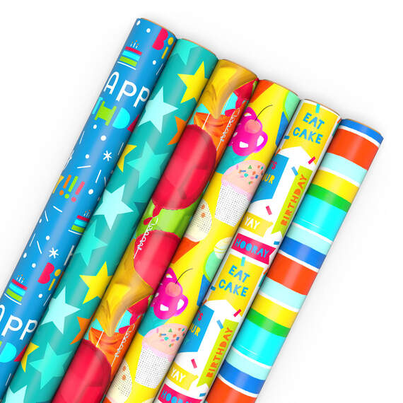 Cake Break 6-Pack Wrapping Paper Assortment, 180 sq. ft., , large image number 1