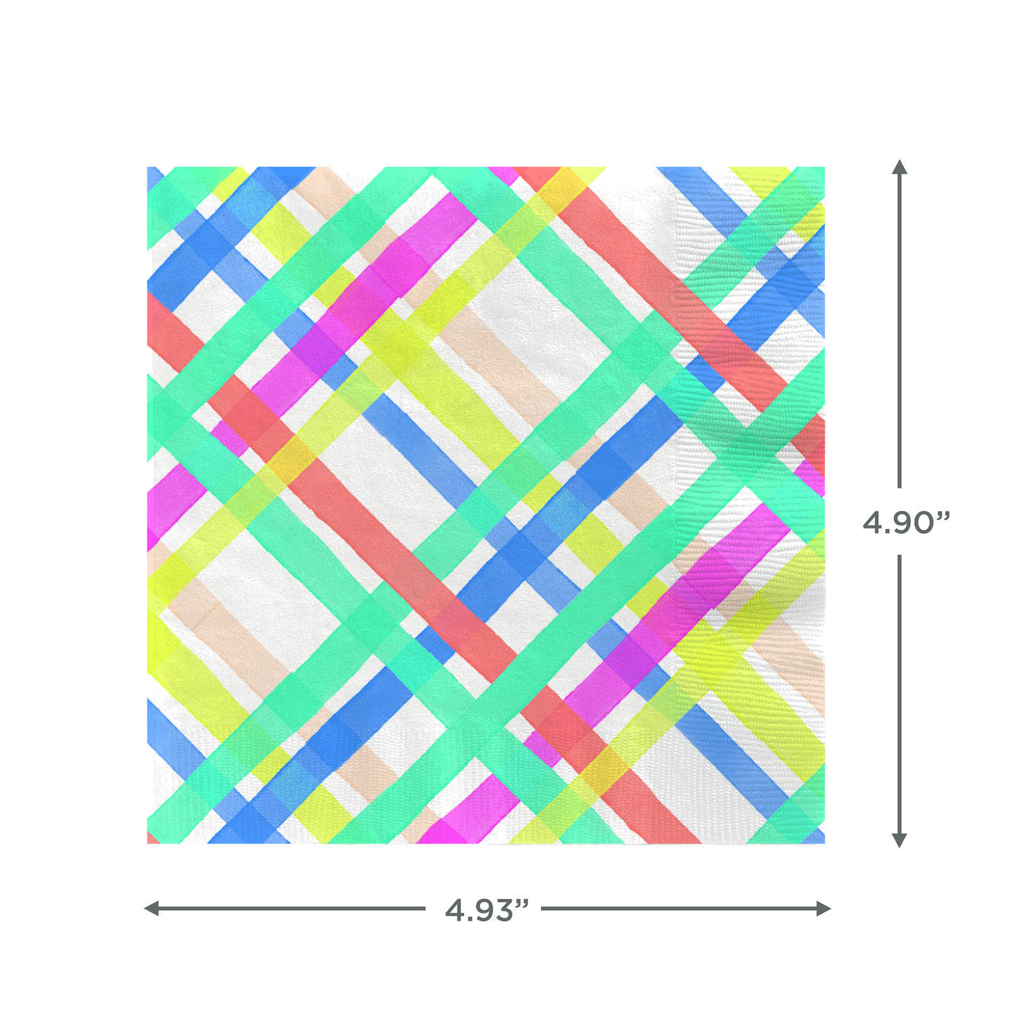Bright Pastel Plaid Cocktail Napkins, Set of 16, , large image number 3