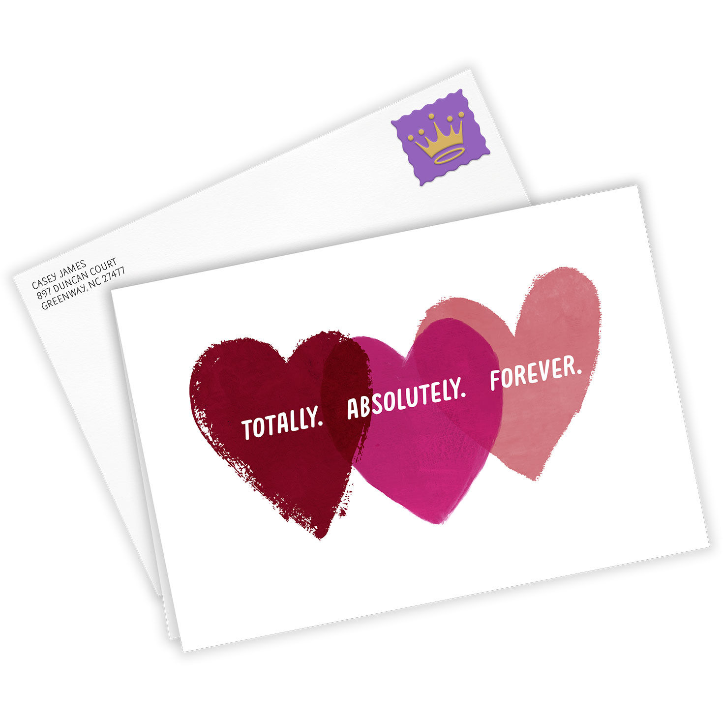 Personalized Red and Pink Hearts Love Card  image number 2