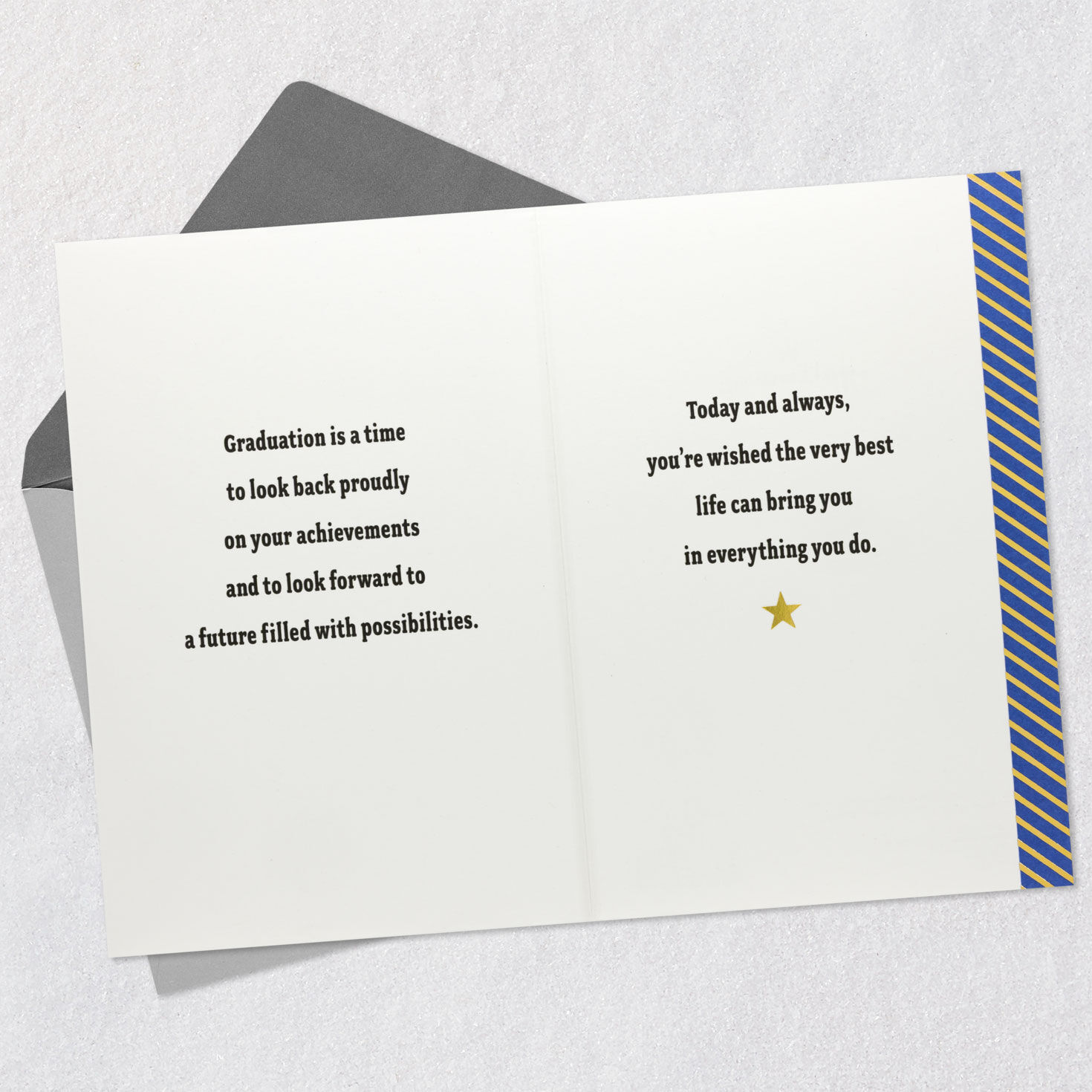 Tassel on Blue Chevron 2026 College Graduation Card Open card with envelope image number 4