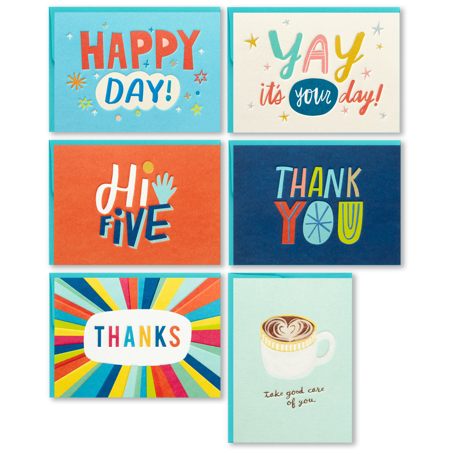 Assorted Modern Lettering Blank Note Cards, Box of 24