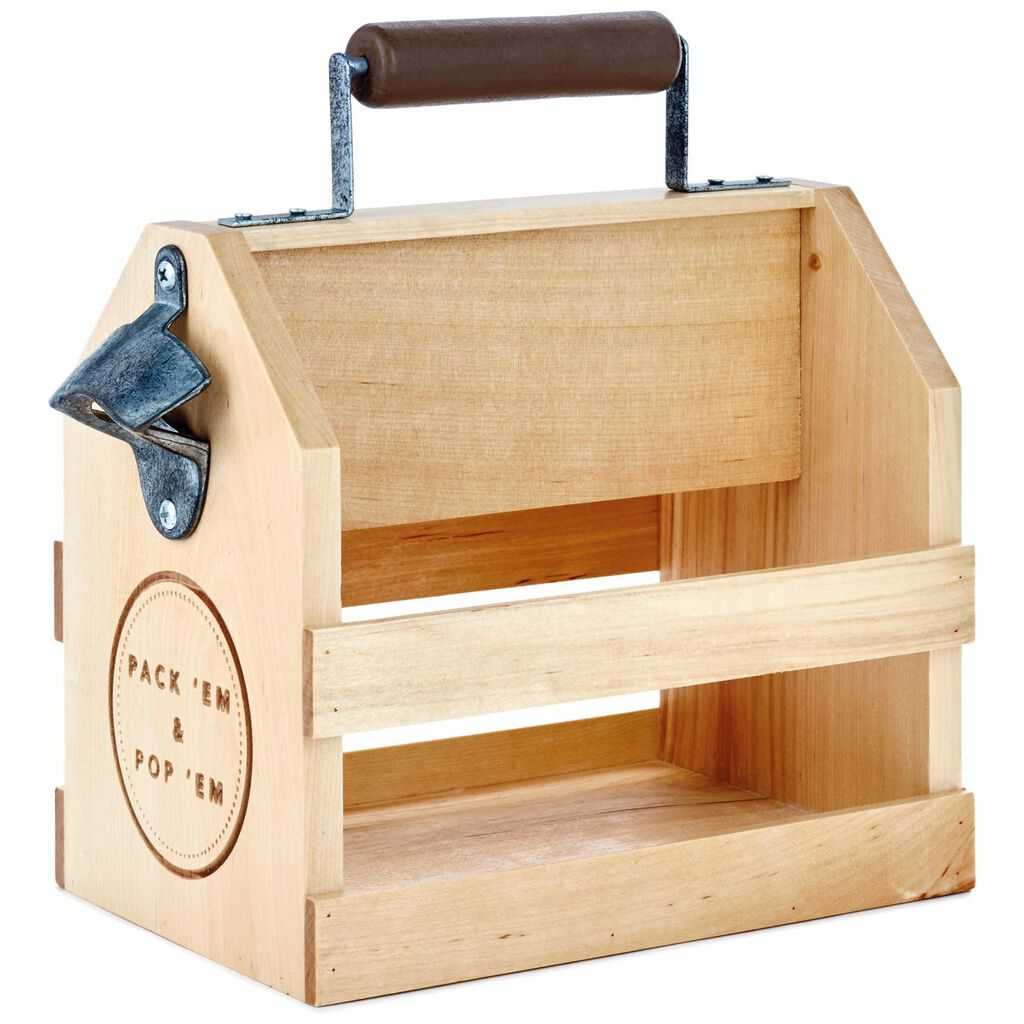 Wooden Beer Bottle Carrier With Opener Tumblers Hallmark Wooden Beer Bottle Carrier With Opener