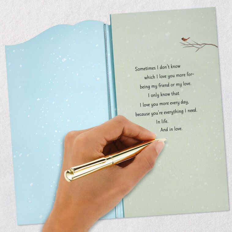 Cardinals in Snowy Forest Romantic Christmas Card signing card image number 7