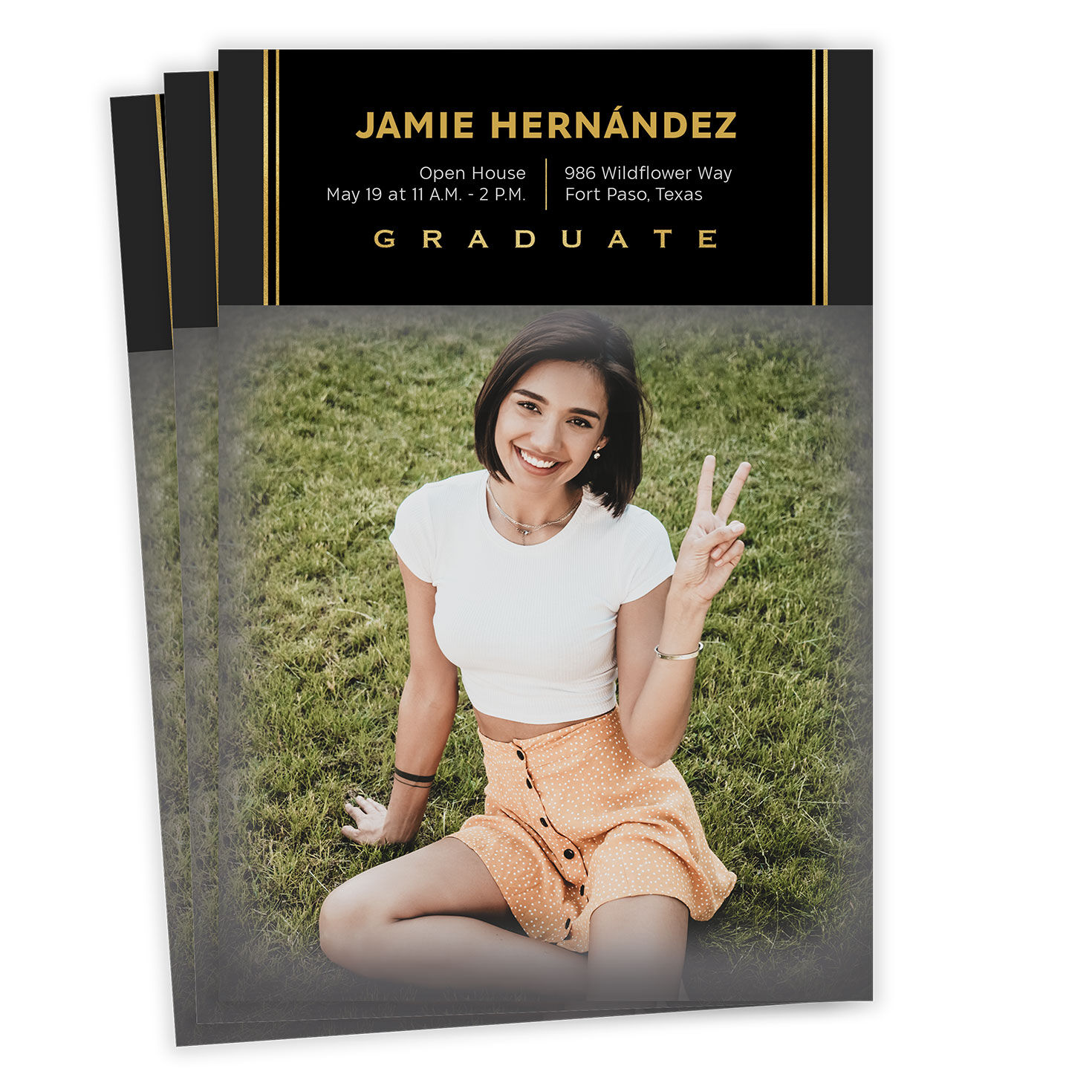 Modern Black Block Graduation Invitation