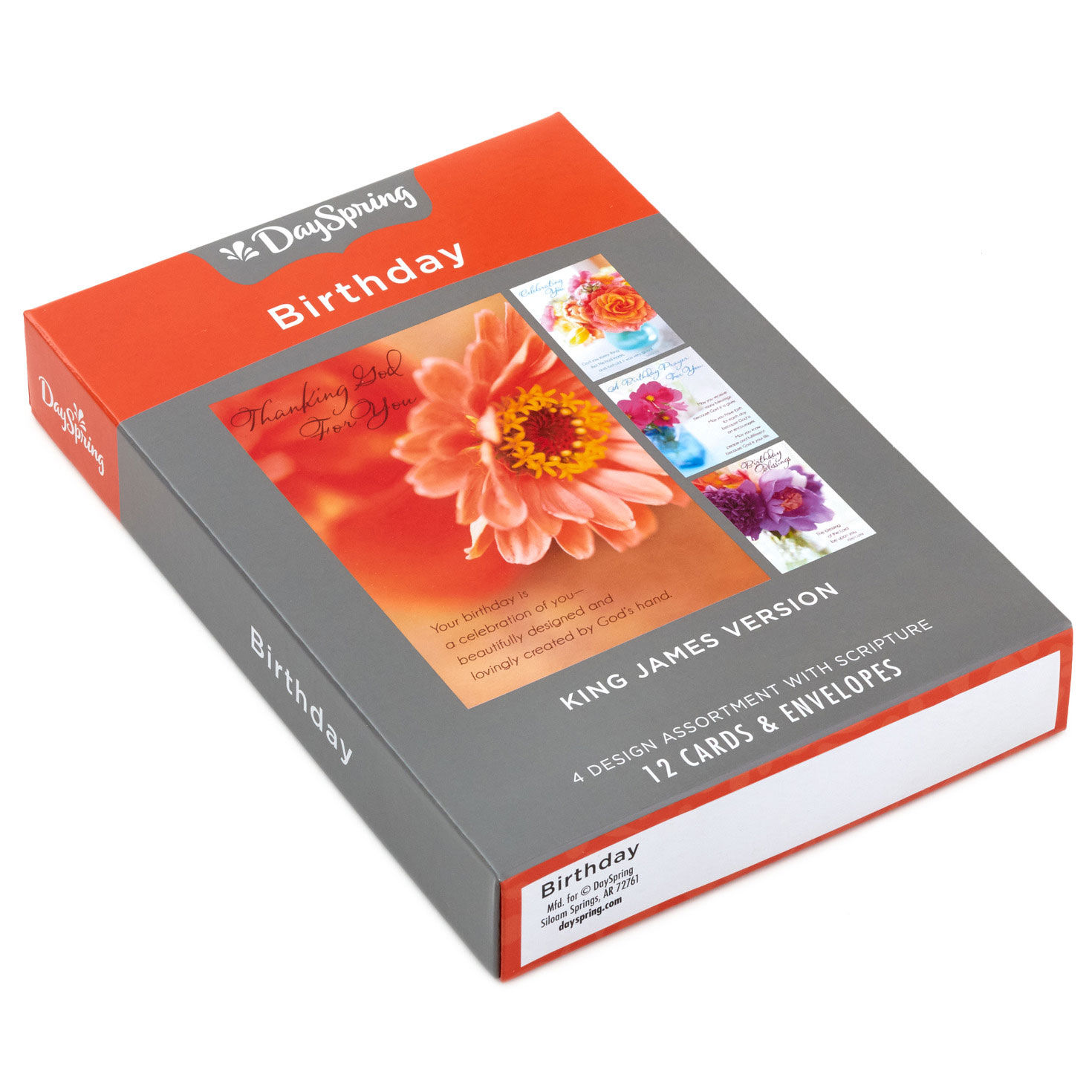 Beautiful Blossoms Religious Boxed Birthday Cards Assortment, Pack of 12