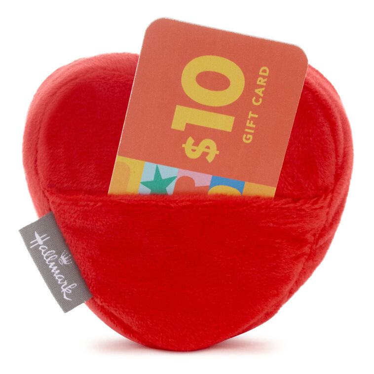 Plush Red Heart Gift Card Holder With Pocket back image number 2