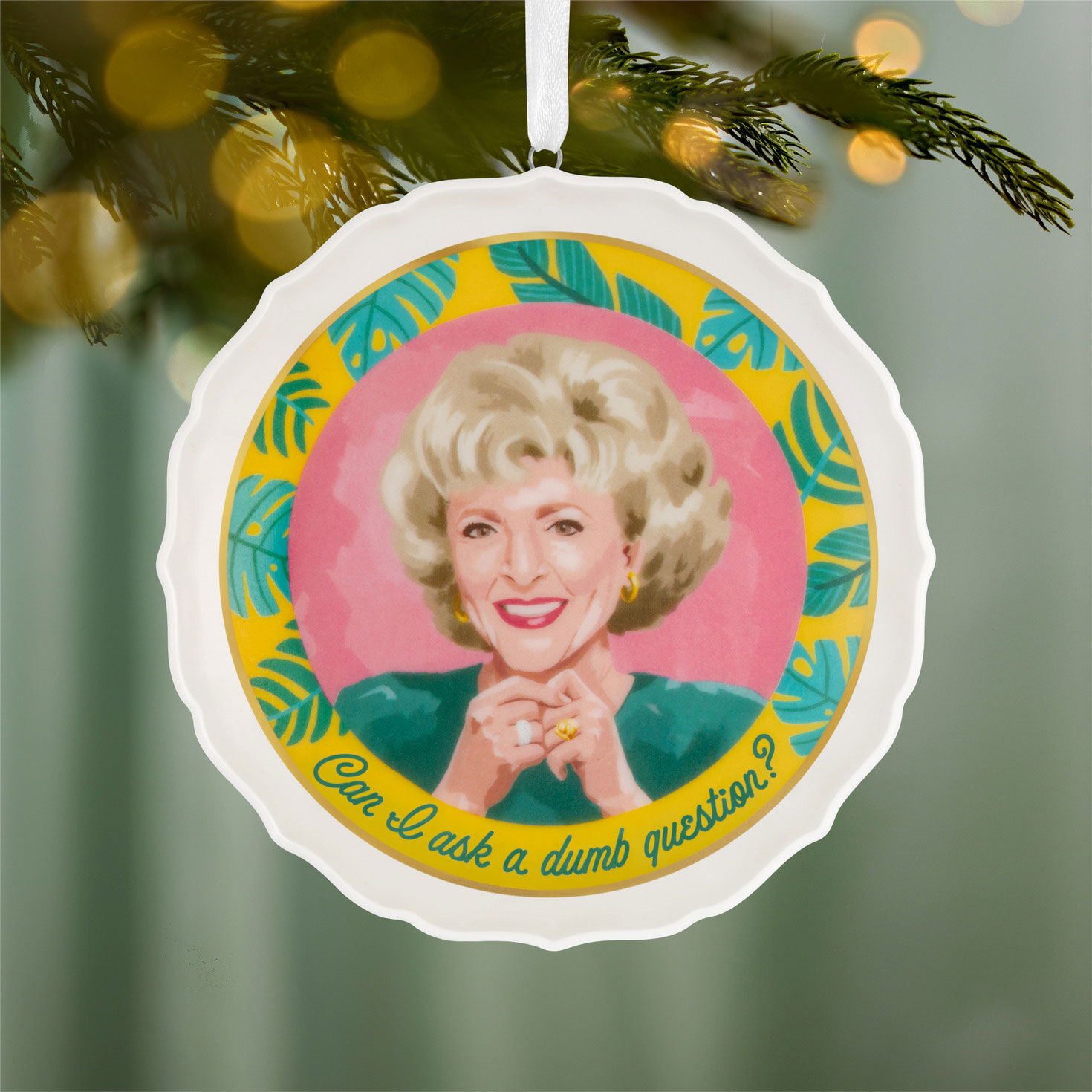 The Golden Girls Rose Round Keepsake Ornament Hanging on tree image number 2