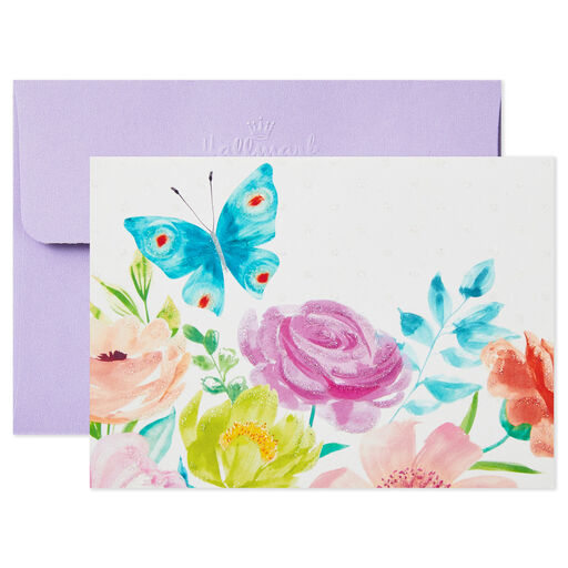 Butterfly and Flowers Blank Pop-Up Cards, Pack of 8, 