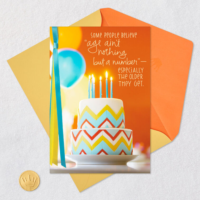 Yellow Blue Red Zigzag Cake Birthday Card Card Front with Envelope and Gold Seal image number 6