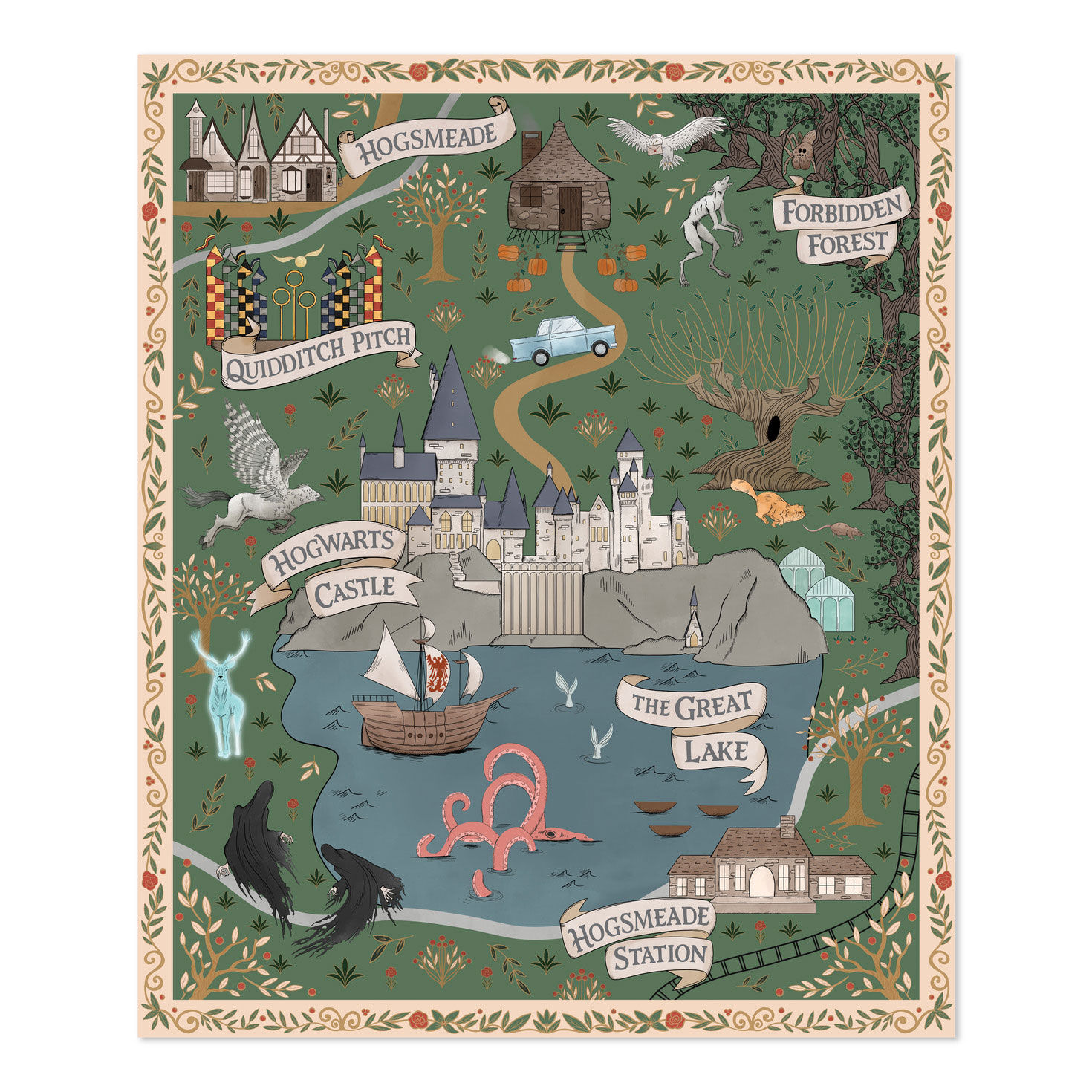 Harry Potter Map Throw Blanket front image number 2