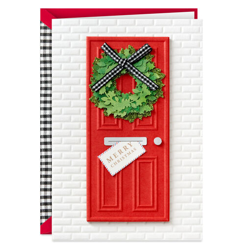 Merry Christmas Front Door With Wreath Christmas Card, 