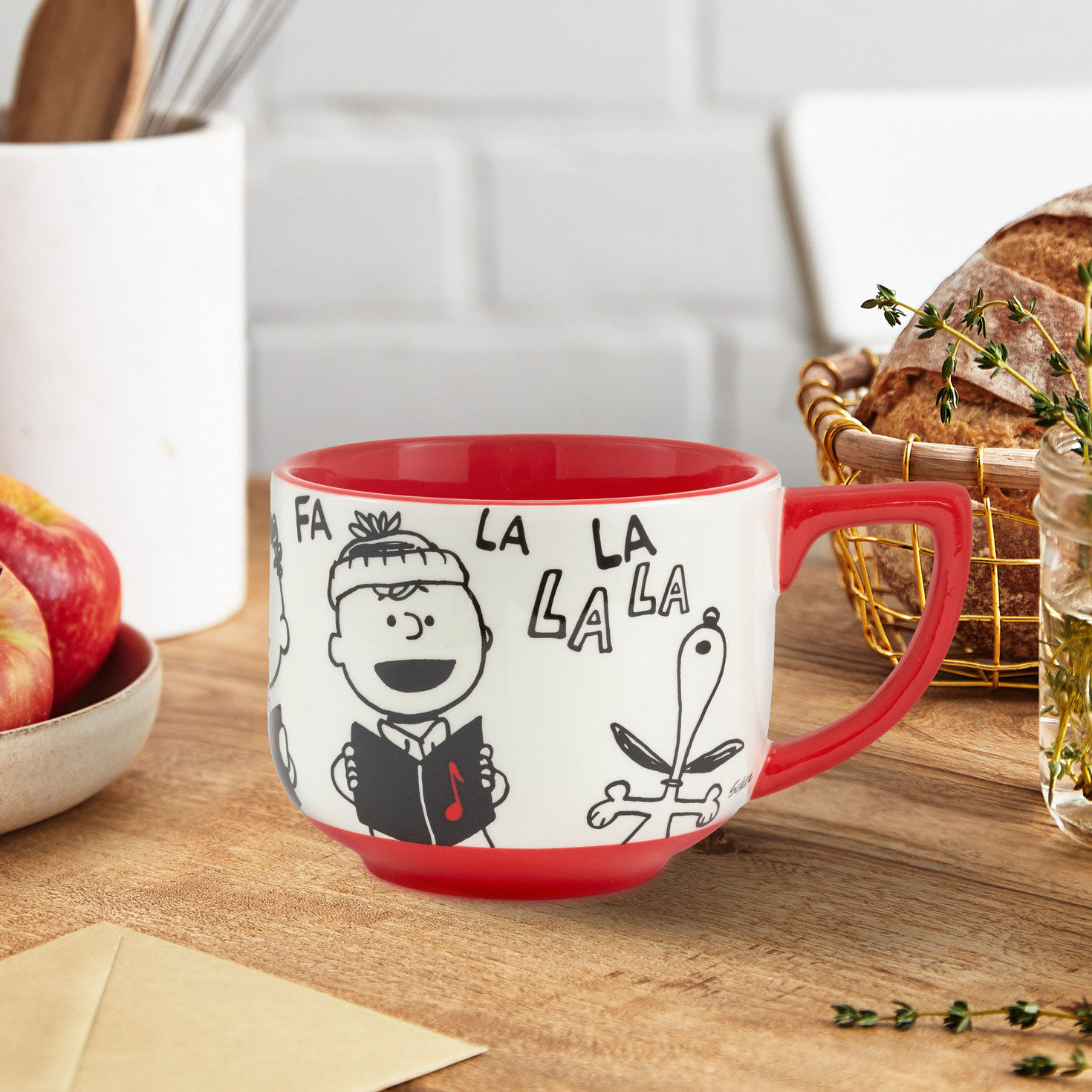 Peanuts Red, Black and White Mug in use image number 5