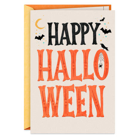 Bats and Moon Halloween Card Card Front